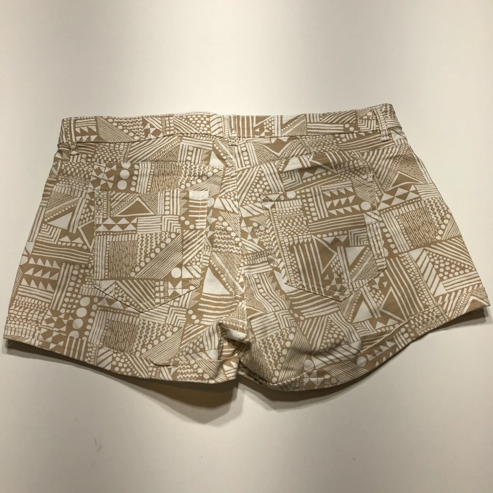 H&M 短短裤女式 8 码几何印花奶油色弹力拉链门襟 — 第 2/4 张图片