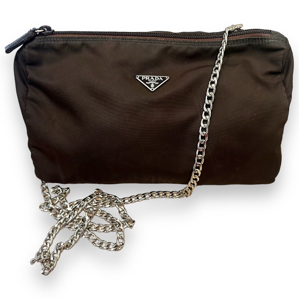 Prada Nylon Shoulder Bag In Brown