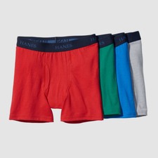 78 Hanes Kid Boy's Red Gray Stretch 4-Pack Moisture-Wicking Boxer Briefs Size L