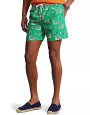 NWT Polo Ralph Lauren Mens Sz. 4XB Floral Aloha Swim Trunks Green with Flamingos