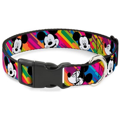 Plastic Clip Collar - Mickey Expressions Multi Color White/Black - 1'' Wide - ...