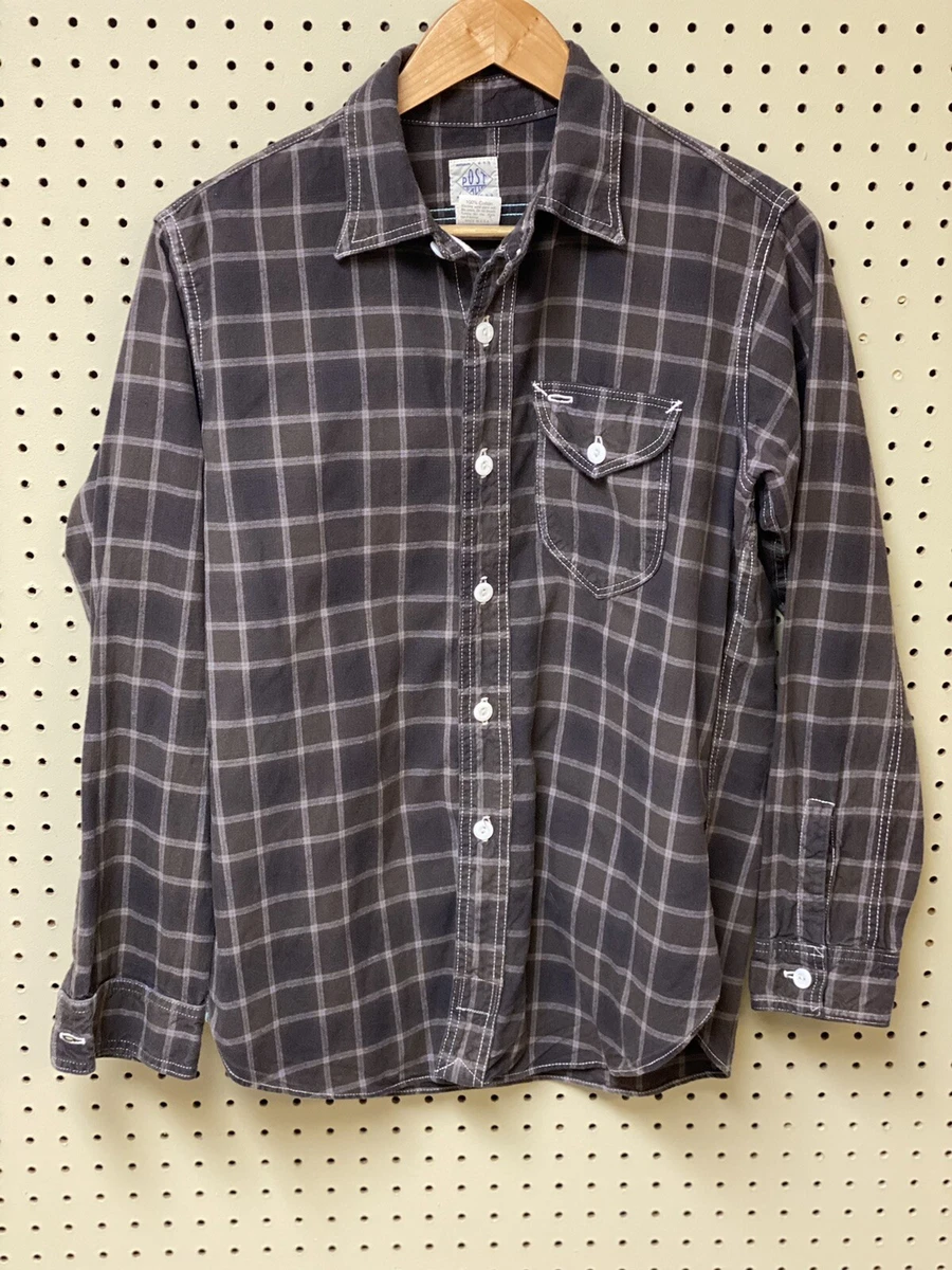 POST O'ALLS Medium PLAID Flap Pocket Long Sleeve Work Shirt POST OVERALLS