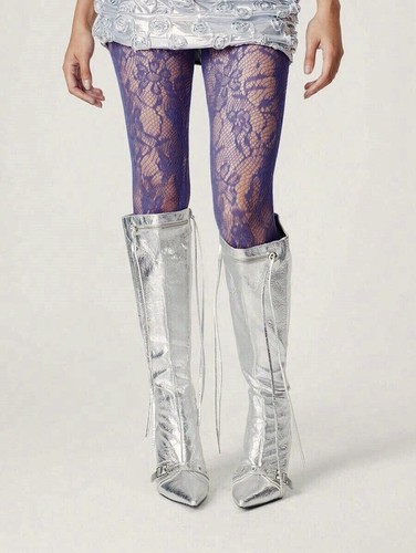 Netzstrumpfhose Blumen Lochmuster Mesh Mod 8/10/12/14 Y2K Landhaus Retro Rave - Bild 14 von 14