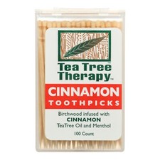 Tea Tree Therapy Toothpicks Cinnamon - 100 Toothpicks Pack of 12 