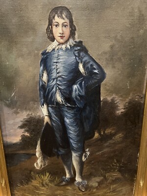 Antique 1929 Gainsborough The Blue Boy Oil Painting Reproduction