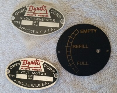 Packard 1932 New x2 OWEN DYNETO CORP 6V Metal Oval Oil Level Gauge Dial 1932-35