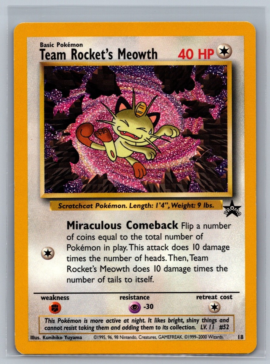 Pokemon TCG Team Rocket's Meowth #18 Black Star PROMO READ CCG | eBay