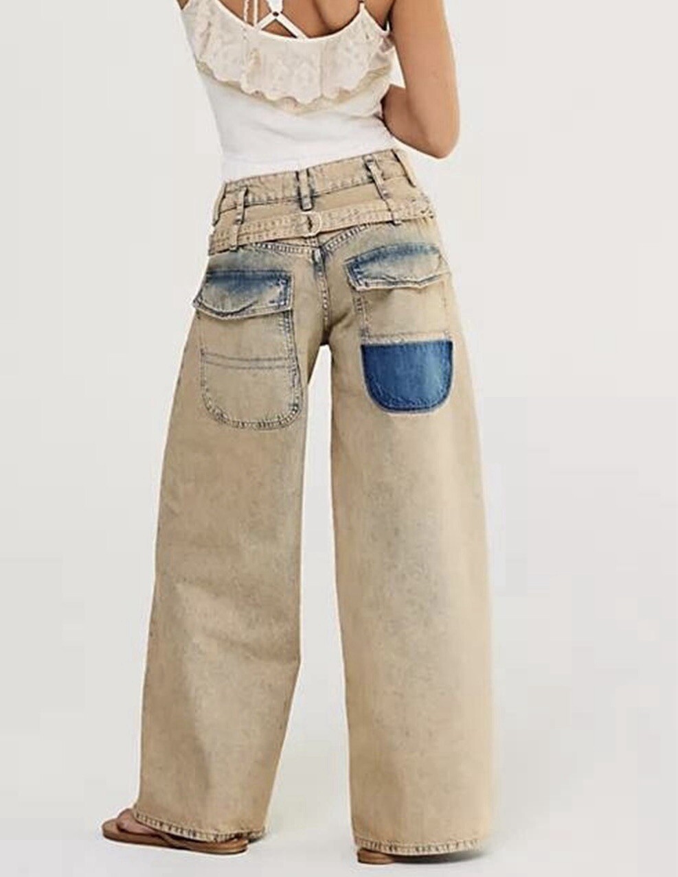 We the Free Waterfalls Baggy Wide Leg Jeans Low Slung 90s Size 28 NWT