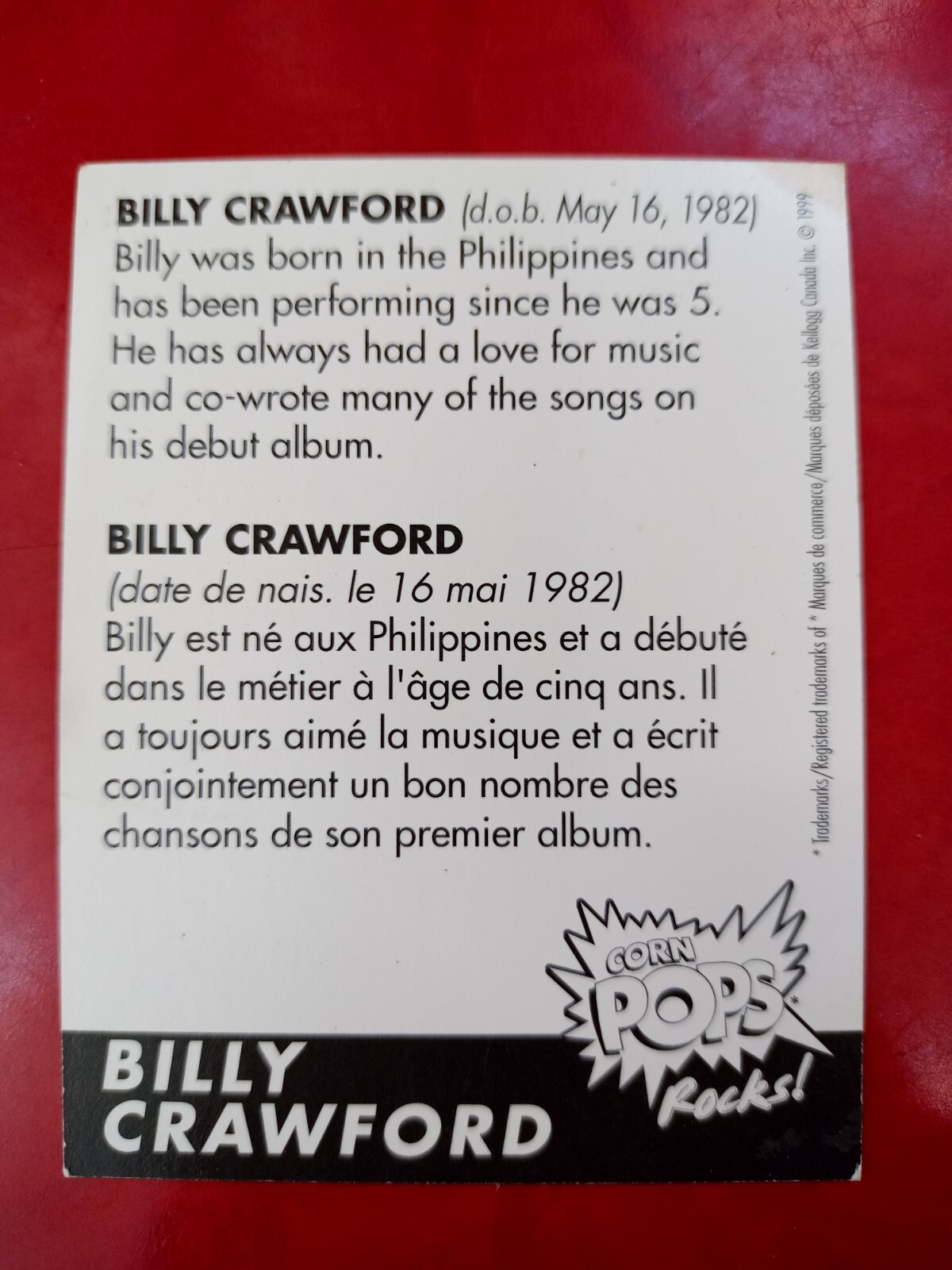 Rare 3 1999 Corn Pops Rocks Card Kellogg's Canada, J. Fatone, Billy Crawford +++ - Picture 7 of 7