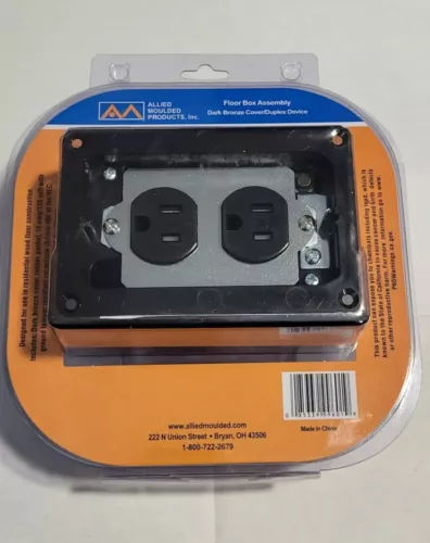 Allied Moulded FB-2DB Duplex Receptacle, 1-Gang, Floor Box Assembly