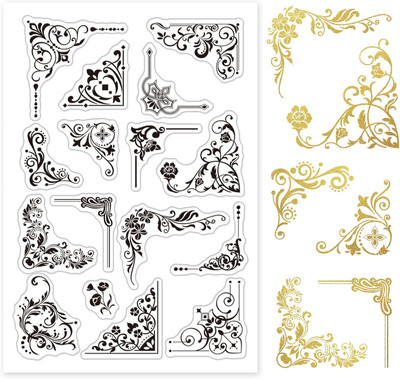 Iron Orchid Corner Flourishes Lily of the Valley Rose Lily Flower Clear Stamps T