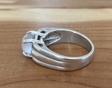 Vintage Sterling Silver .925 Natural Cabochon Moonstone Band Ring Size 6.5