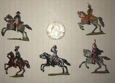 Vintage lot of 5 Lead Toy Soldiers on horseback - foreign/beautiful hand painted