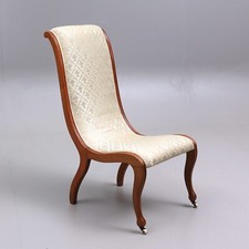 Sessel Stuhl Schwanenhalsmodell Jacqurdstoff Mahagoni um 1880