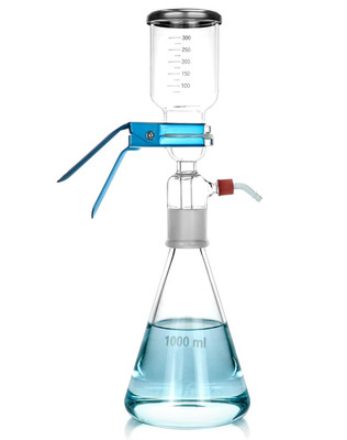 Glass vacuum filtration set 1000 mL flask and 300 mL funnel 10 micron pore