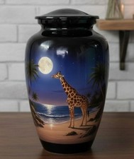 Metal Urn Giraffe Night Adult Cremation Urns for Human Ashes in Velvet Bag 10"