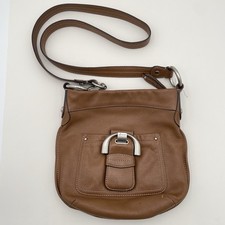 B. Makowsky Soft Pebbled Leather Brown Crossbody/Shoulder Convertible Bag