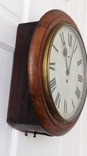 Antique 15,5″ "Empire" Mahogany  Railway Station  Round Dial Wall Clock