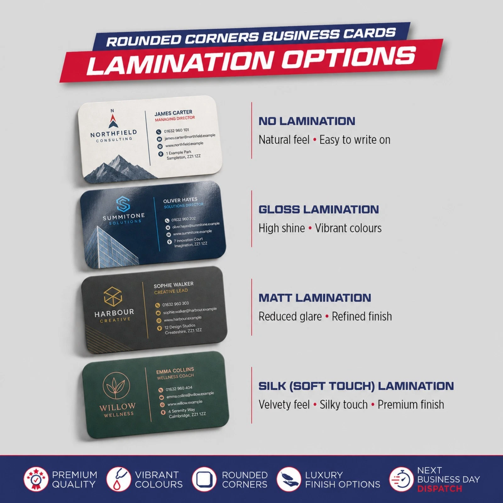 custom rounded corners premium business cards printing