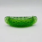 Vintage Fenton Art Glass Emerald Green Daisy and Button Canoe Shape Mini Bowl