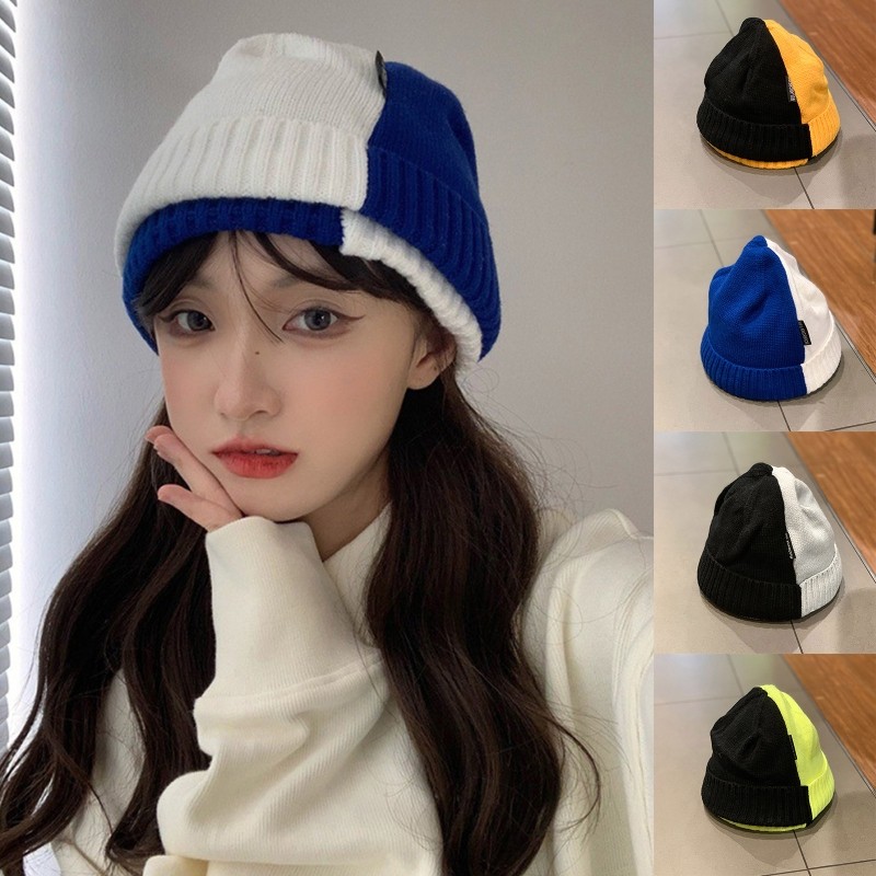 Fashion Color Matching Knit Hat Beanie Hat Wool Hat Warm for Outdoor ...