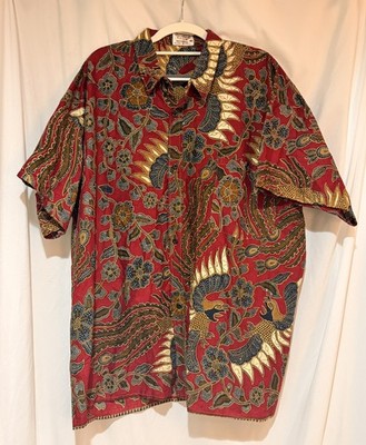 VINTAGE Putra Andalan Shirt Mens XL Red Phoenix  Short Sleeve Button-Up Size 3XL