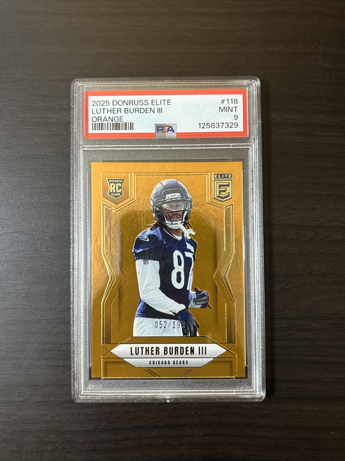 Luther Burden III 2025 Donruss Elite Rookie Orange /199 #118 PSA 9 RC Mint Bears