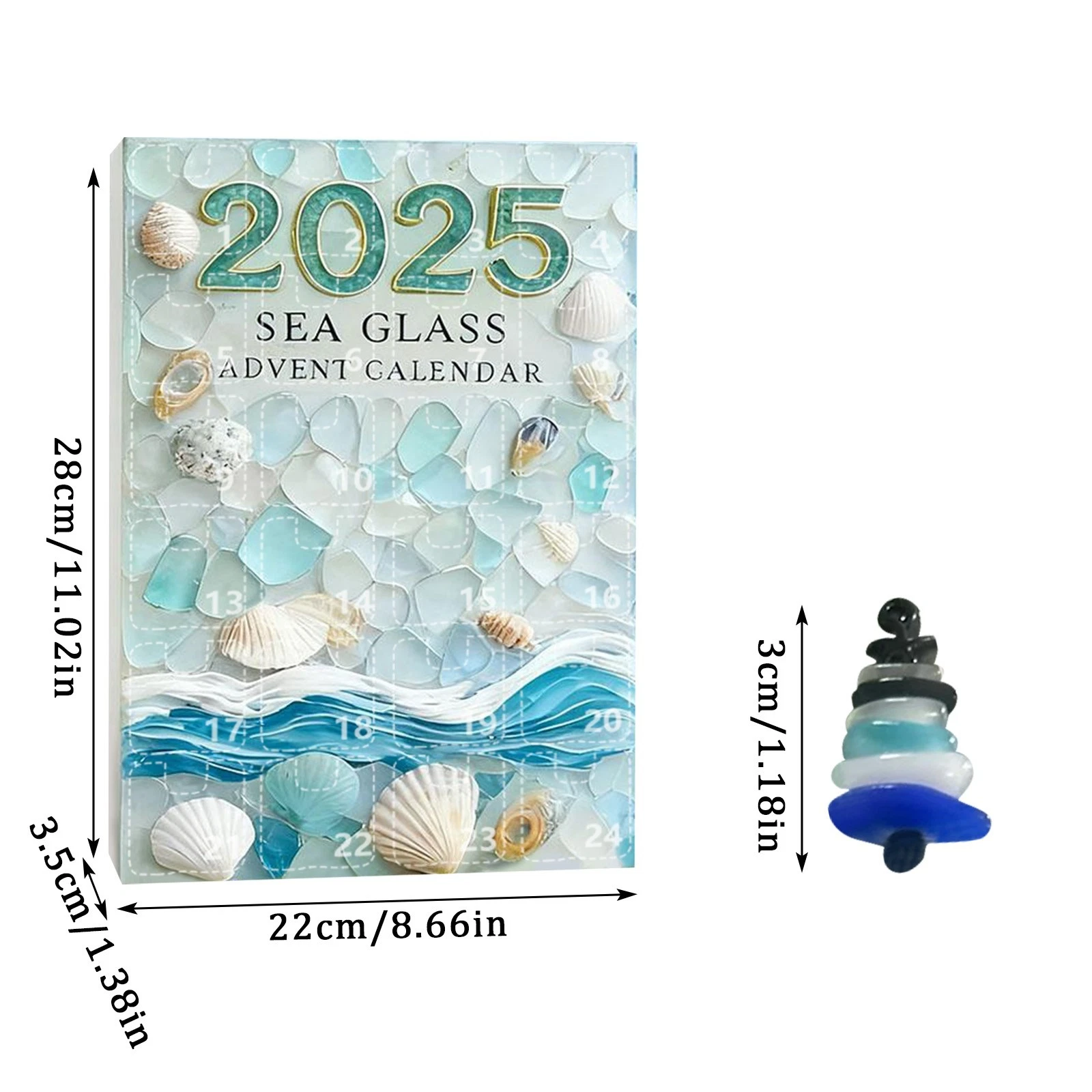 Christmas Tree Countdown Sea Glass Advent Calendar – 24 Days 3D Blind Boxes