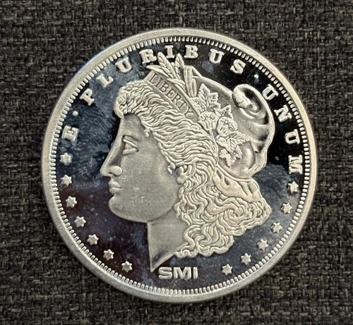 Morgan Dollar Design Round 1 oz Silver .999 Fine SMI Sunshine Mint Mark SI