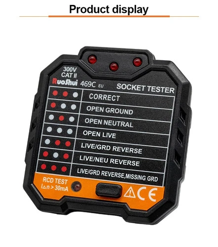 250V AC RCD Outlet Tester & Breaker Finder – Safety Tool for Electricians