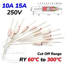 Thermal Fuses 250V 10A 15A Aluminium Cut Off Range RY 60ºC to 300ºC Temperature