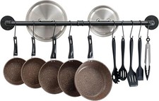 OROPY Wall Mounted Hanging  Kitchen Pan Pot Holder With Hooks, 97cm Metal 