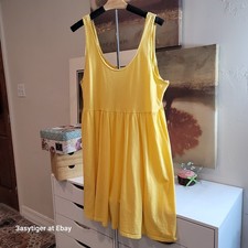 American Eagle Knit Sundress Tank Lace Women XL Yellow Cottagecore Boho Peasant