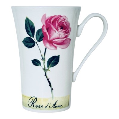 Roy Kirkham ROSE D AMOUR Pink Flowers Bone China 14 OZ Emily Mug RARE NEW