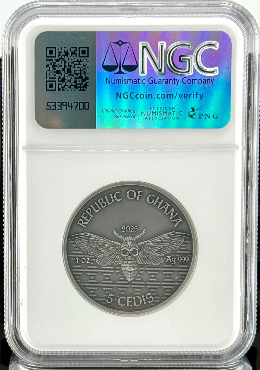2025 Ghana Memento Mori Pirate 1 oz Silver Coin - NGC MS 70