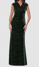 Betsy  Adam Women's Green Metallic Cap Sleeve Surplice Gown Dress Size 6