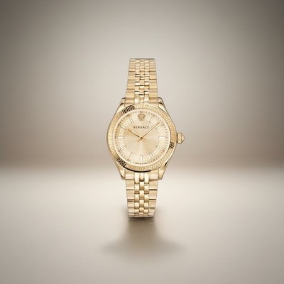 Versace 36mm Gold Watch Versace Hellenyium Black Sunray Dial Gold-Tone Bracelet  main image 3
