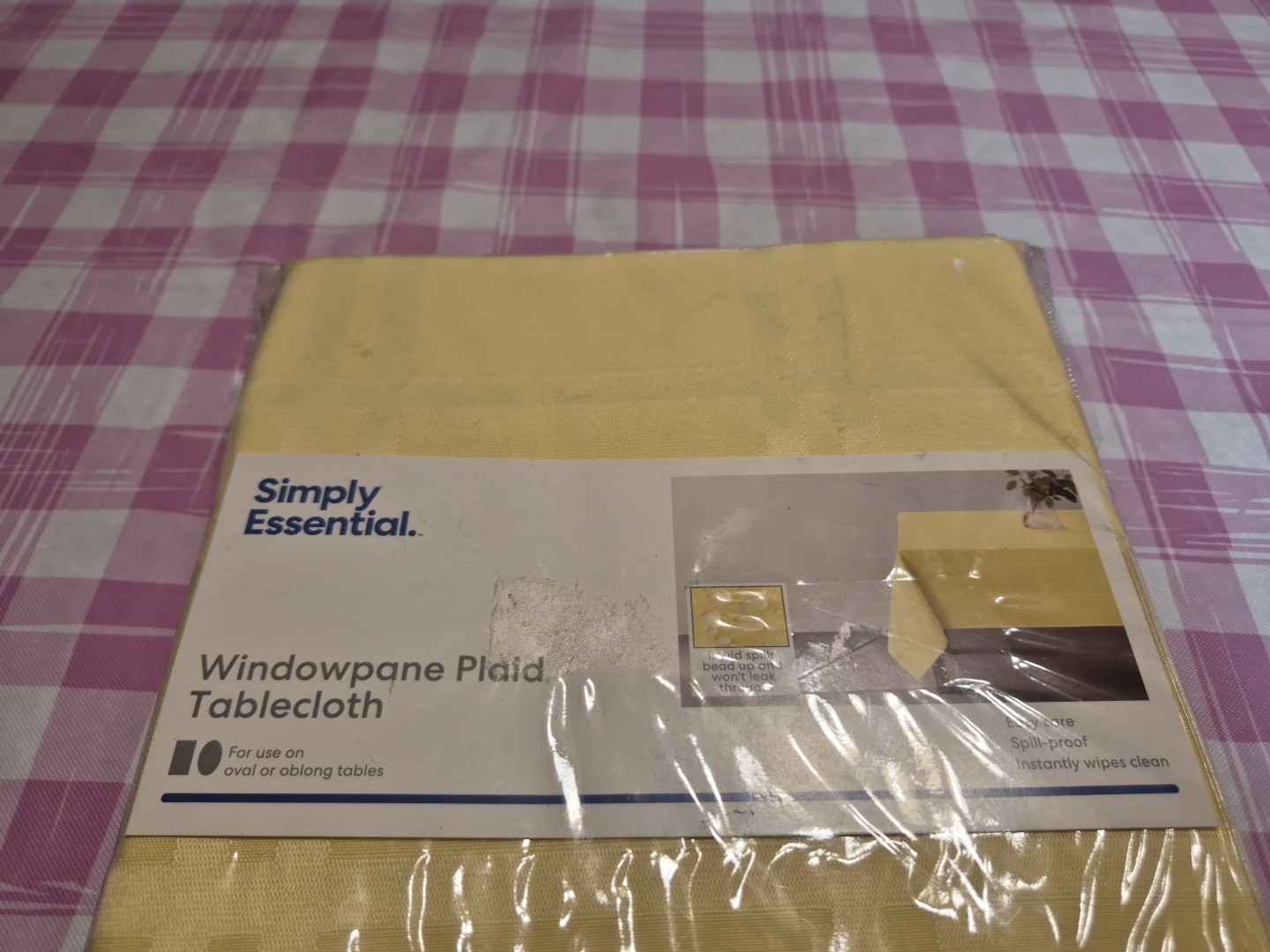 Simply Essential Windowpane Plaid Tablecloth 52x52 Yellow Bed Bath And Beyond 