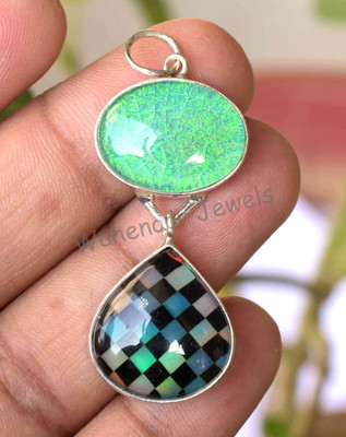 Natürlich Monarch Opal Schach Brett Oval 925 Sterlingsilber Handgemacht Anhänger