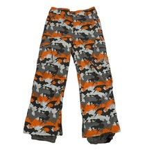Burton Boys XL Insulated Snowboard Pants Orange Gray Camo Skull Lightning EUC