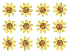Lot of 12 Yellow Sunflower Iron On Patches 1.5" Gingham Floral Set