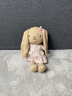 Anko Tan Bunny Plush Rabbit Pink Bow Dress Sewn Eyes 10.5'' Stuffed Toy Pet Lovey