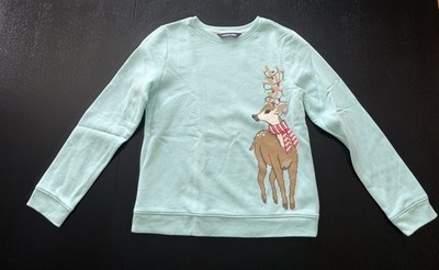 Lands  End Kids Christmas Reindeer Sweatshirt Size L 14 New Without Tags