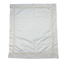 Matouk White Linen Pillow Sham Gold Scalloped Embroidery Luxury Bedding USA