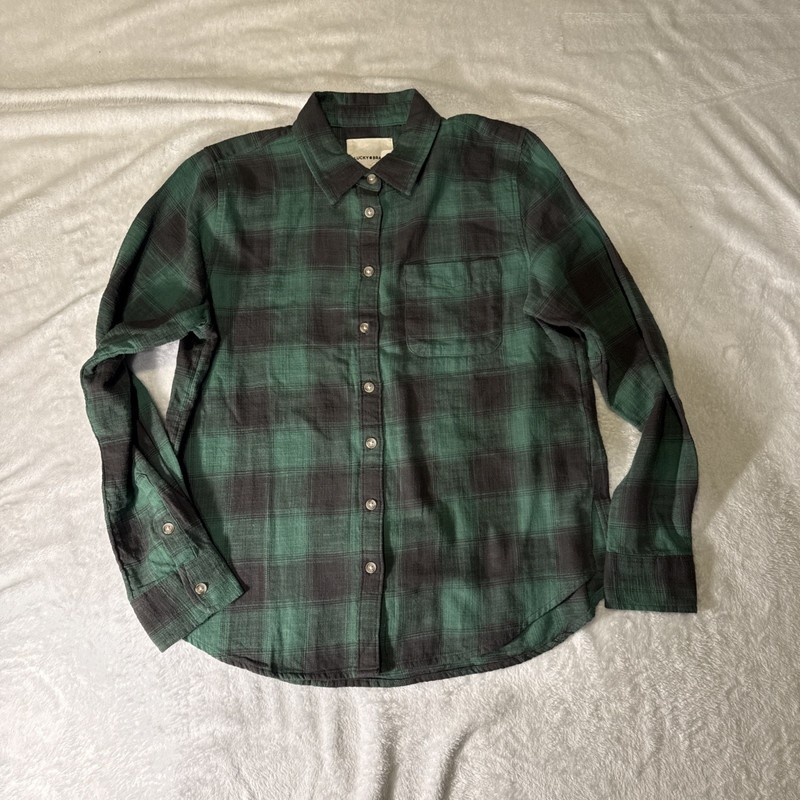 Lucky Brand Shirt Mens XS Button Up Black Green Flannel Traditional Fit (2016)