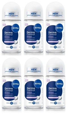 6x Nivea Derma Control Restore Antiperspirant Deodorant Roll On Women  6x50ml