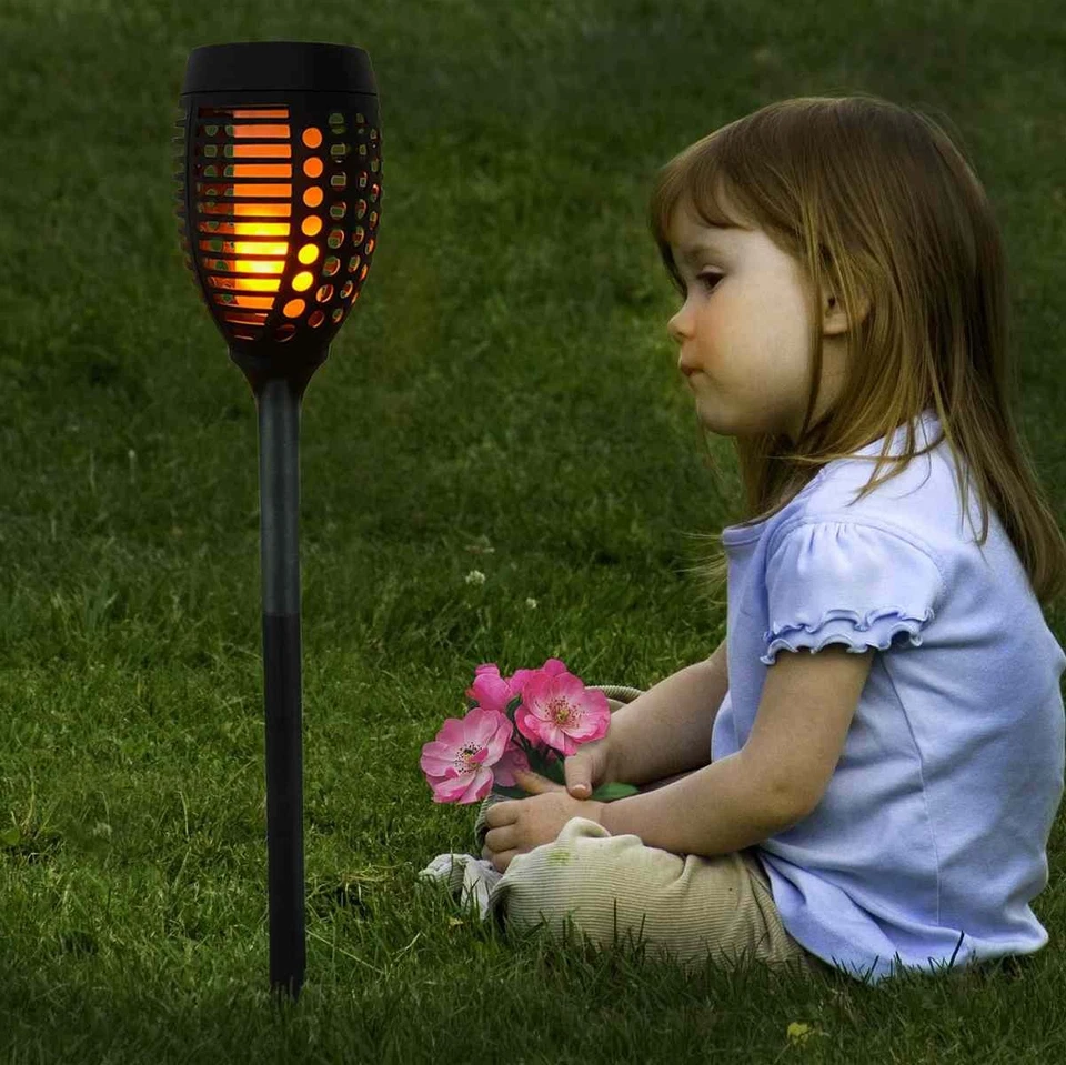 Set XXL Solar Garten Fackeln Flammenleuchte 12cm Durchmesser 77cm Höhe - Bild 2 von 4