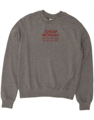 CHEAP MONDAY Womens Oversized Sweatshirt Jumper UK 6 XS Grey Flecked BT41
