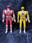 Vintage 1993 Bandai POWER RANGERS Flip Head Yellow & Pink Figure Lot 5.5" Loose