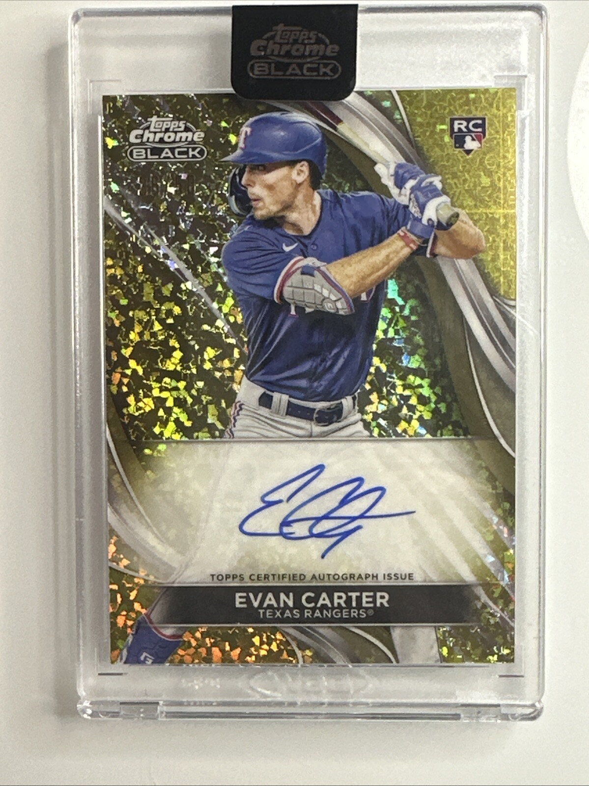 2024 Topps Chrome Black Evan Carter RC Auto Gold Mini Diamonds Refractor /50